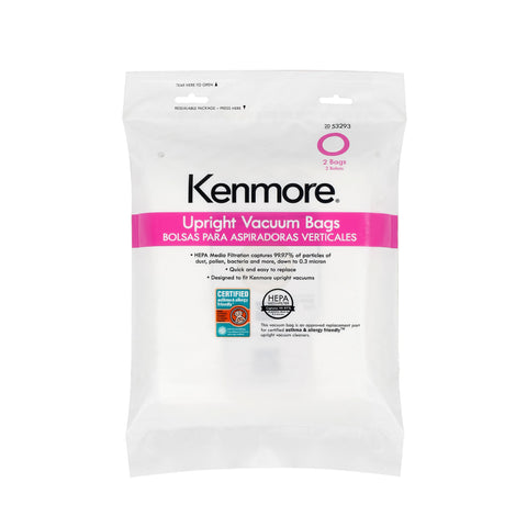 Kenmore 53293 2 Pack Style O Hepa Vacuum Bags For Upright Vacuums