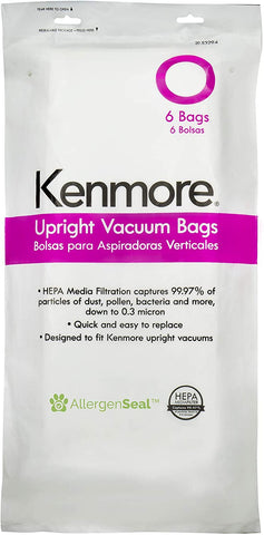 Kenmore 53294 Vacuum Bags For Kenmore Upright Vacuum Cleaners 6 Pack,White
